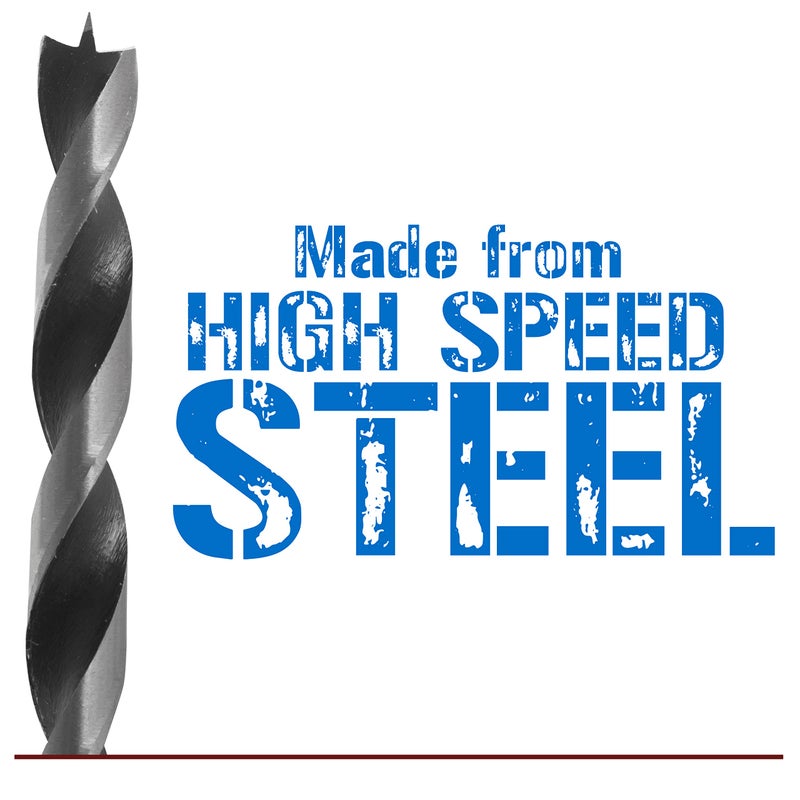 فولتون مجموعة لقم مثقاب براد بوينت بطول إضافي 12 بوصة من فولتون، 7 لقم ثقب (1/8 بوصة - 1/2 بوصة)، مثالية للخشب، والبولي فينيل كلوريد، والراتنج، والمركب، والMDF والجدران الجافة (الصخور الورقية) - Image 4